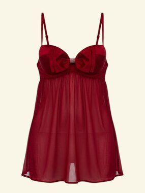 Betsey Johnson Red Sheer Babydoll Top